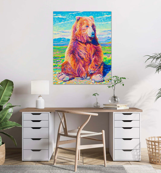 "Thinking Bear" Stretched Canvas Print