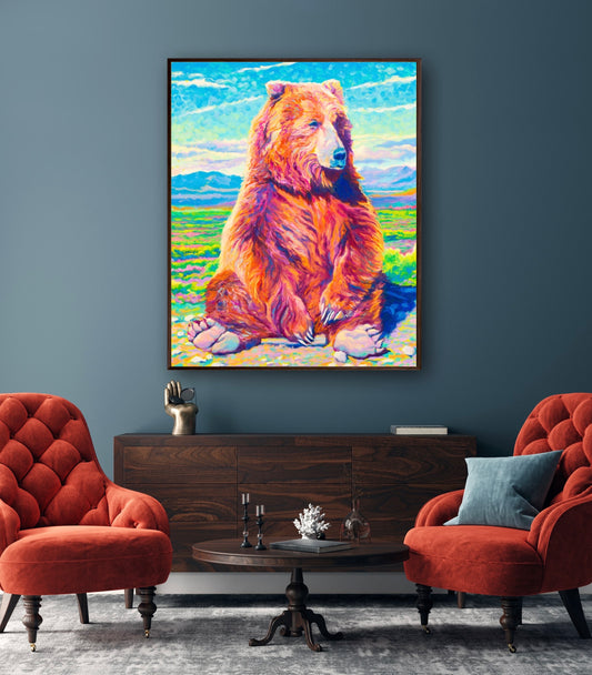 "Thinking Bear" Framed Canvas Print